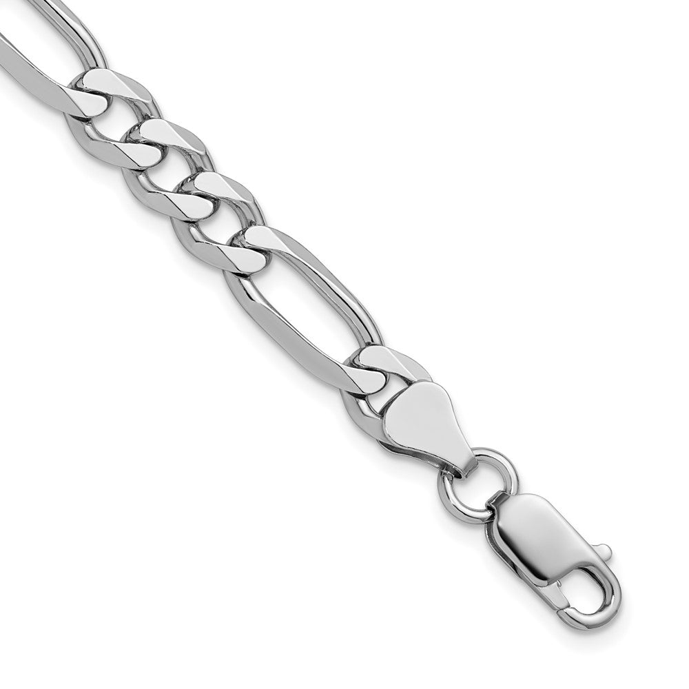 Sterling Silver Rhodium-plated 6.5mm Figaro Chain - 7