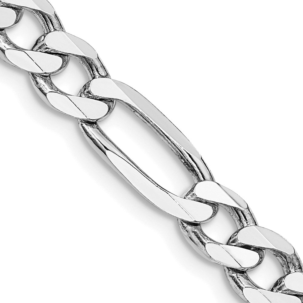 Sterling Silver Rhodium-plated 6.5mm Figaro Chain - 8