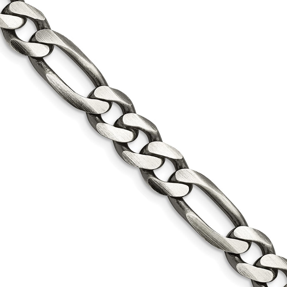 Sterling Silver Antiqued 7.75mm Figaro Chain - 2