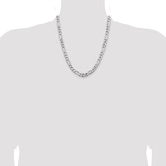 Sterling Silver Rhodium-plated 7.75mm Figaro Chain - 2
