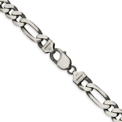 Sterling Silver Antiqued 9mm Figaro Chain - 3