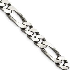 Sterling Silver Antiqued 9mm Figaro Chain - 3