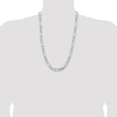 Sterling Silver Rhodium-plated 9mm Figaro Chain - 6