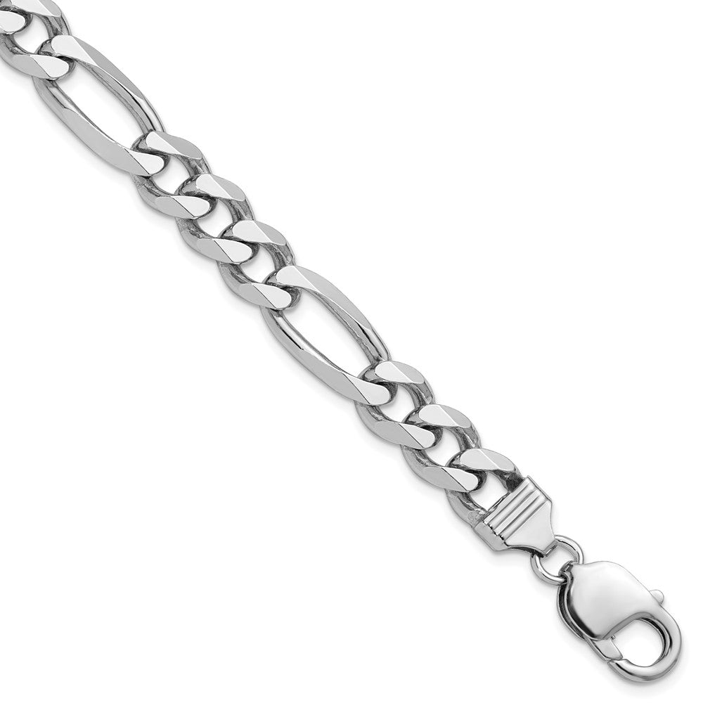 Sterling Silver Rhodium-plated 9mm Figaro Chain - 7