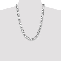 Sterling Silver Rhodium-plated 10.2mm Figaro Chain