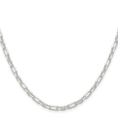 Sterling Silver D/C 4mm 3 Short Plus 1 Long Cable Link Chain - 7