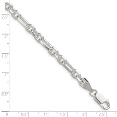 Sterling Silver D/C 6mm 3 Short Plus 1 Long Cable Link Chain - 6