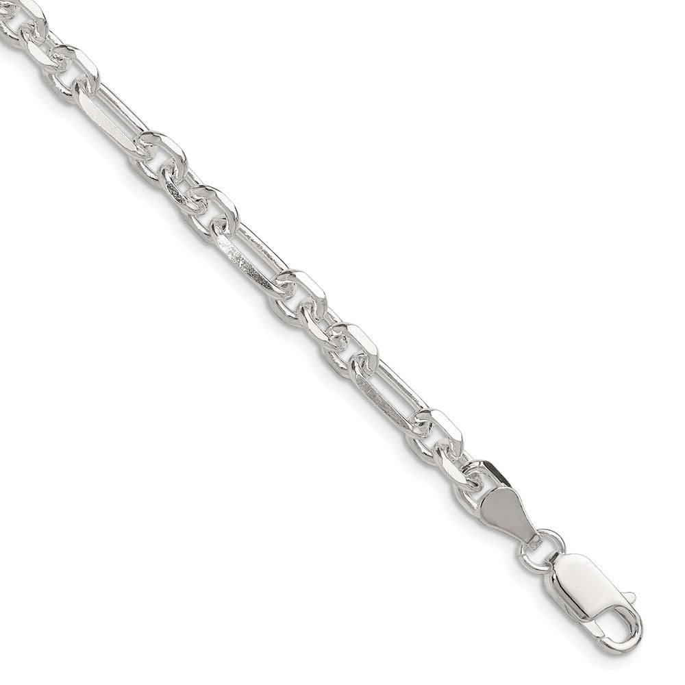 Sterling Silver D/C 6mm 3 Short Plus 1 Long Cable Link Chain - 6