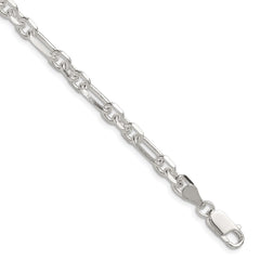 Sterling Silver D/C 6mm 3 Short Plus 1 Long Cable Link Chain - 5