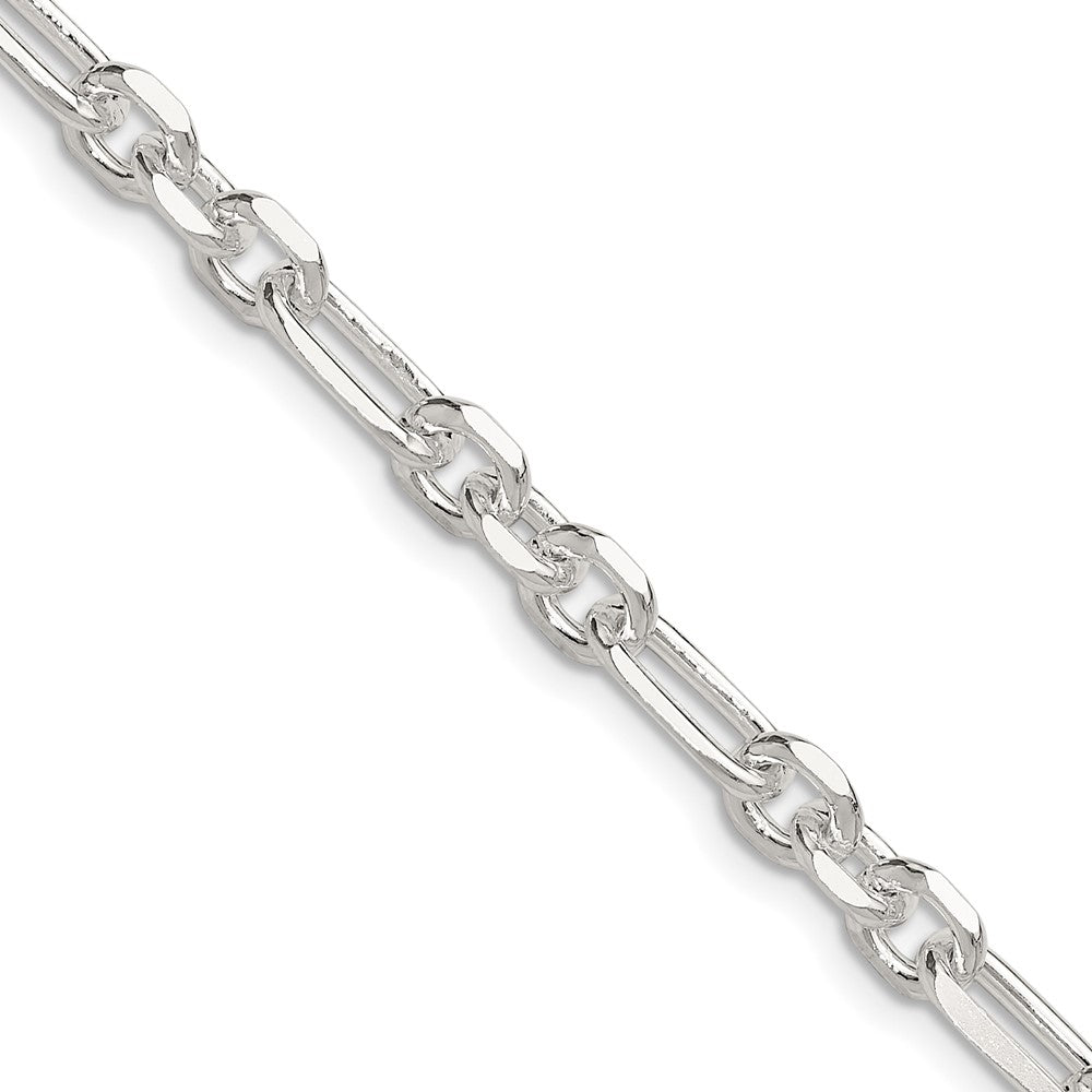 Sterling Silver D/C 6mm 3 Short Plus 1 Long Cable Link Chain - 4