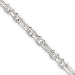 Sterling Silver D/C 6mm 3 Short Plus 1 Long Cable Link Chain - 4