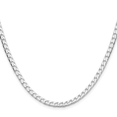 Sterling Silver Rhodium-plated 3.25mm D/C Square Curb Chain - 2
