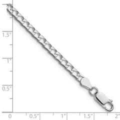 Sterling Silver Rhodium-plated 3.25mm D/C Square Curb Chain - 3