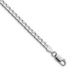 Sterling Silver Rhodium-plated 3.25mm D/C Square Curb Chain - 2