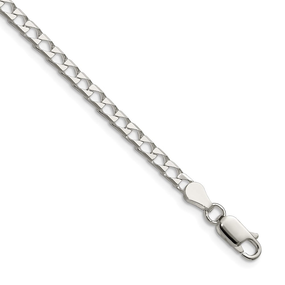 Sterling Silver 3.25mm D/C Square Curb Chain - 7