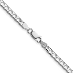 Sterling Silver Rhodium-plated 4mm D/C Square Curb Chain - 7