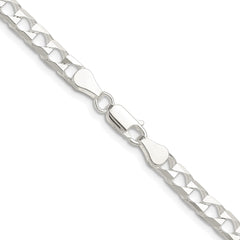 Sterling Silver Rhodium-plated 5mm D/C Square Curb Chain - 7