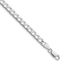 Sterling Silver Rhodium-plated 5mm D/C Square Curb Chain - 6