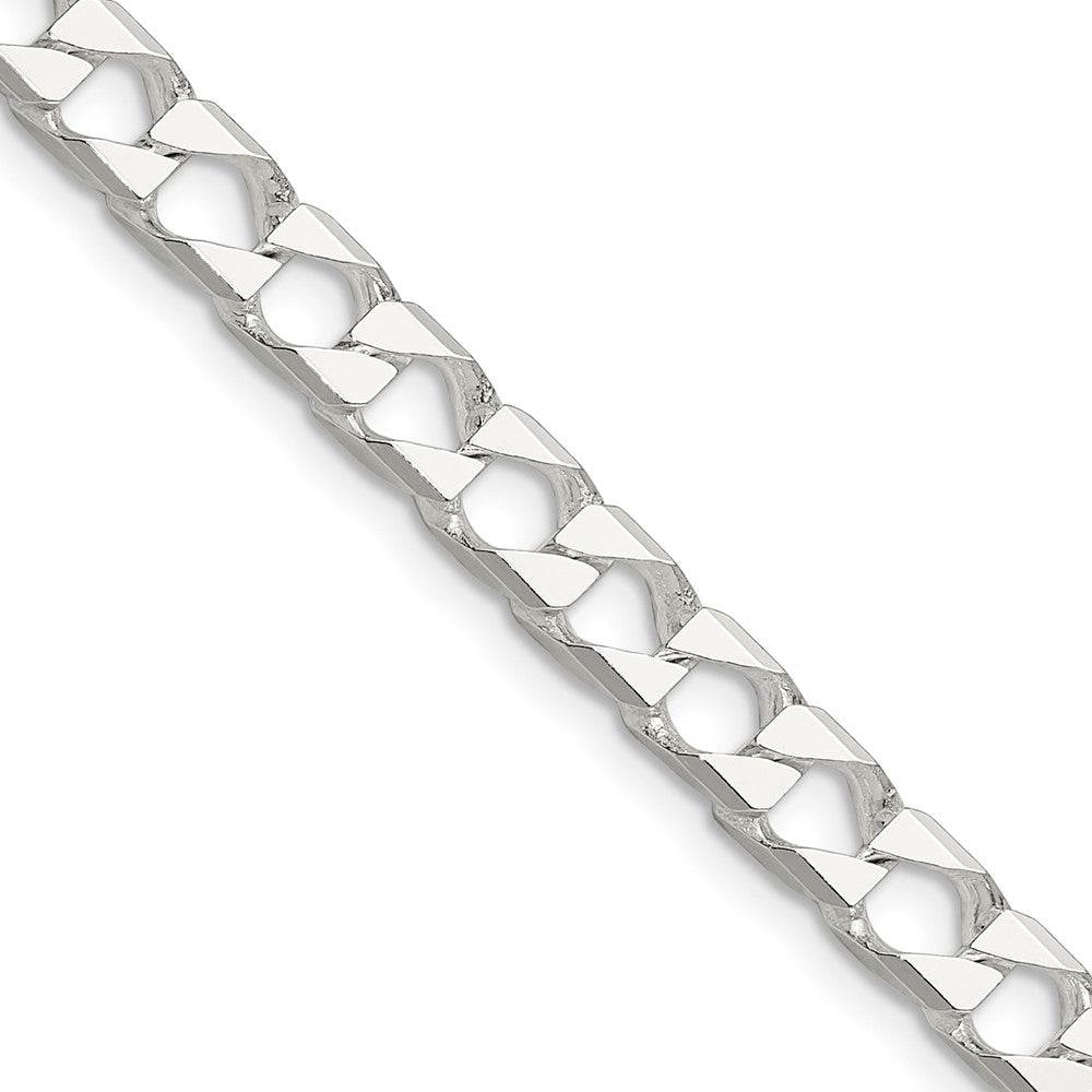Sterling Silver 5.75mm D/C Square Curb Chain - 6