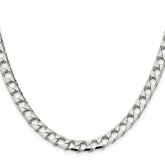 Sterling Silver 7.2mm D/C Square Curb Chain - 6