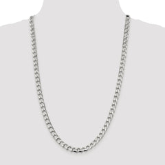 Sterling Silver Rhodium-plated 7.2mm D/C Square Curb Chain - 2
