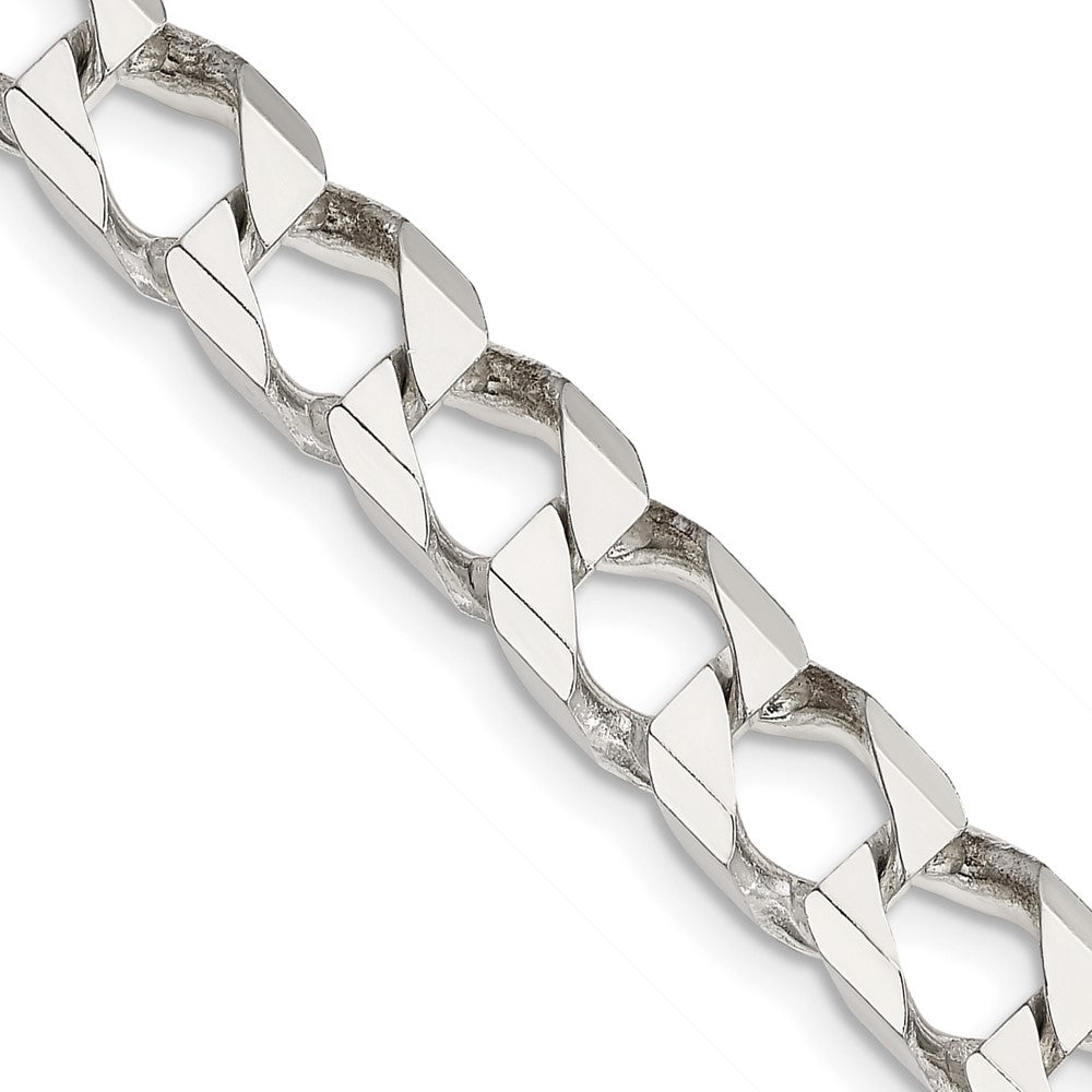 Sterling Silver 7.2mm D/C Square Curb Chain - 6