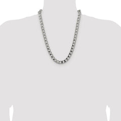Sterling Silver Rhodium-plated 10.3mm D/C Square Curb Chain - 5