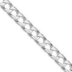 Sterling Silver Rhodium-plated 10.3mm D/C Square Curb Chain - 5