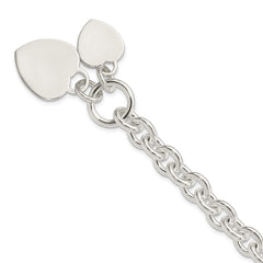 Sterling Silver Engraveable Heart Disc on Fancy Link Toggle Bracelet - 5