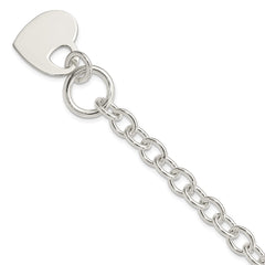 Sterling Silver Engraveable Heart Disc on Fancy Link Toggle Bracelet - 2