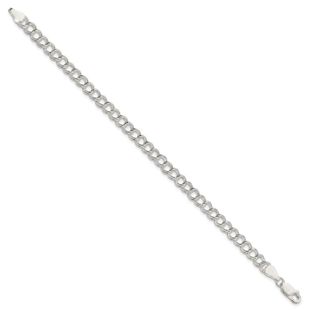 Sterling Silver 5.25mm Solid Double Link Charm Bracelet - 4