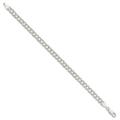 Sterling Silver 5.25mm Solid Double Link Charm Bracelet - 4