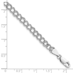 Amore La Vita Sterling Silver Rhodium-plated Polished 5.25mm 8 inch Open Link with Lobster Clasp Charm Bracelet