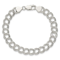 Sterling Silver 7.75mm Solid Double Link Charm Bracelet - 4
