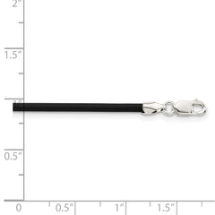 Sterling Silver 18inch 2mm Black Rubber Cord Necklace