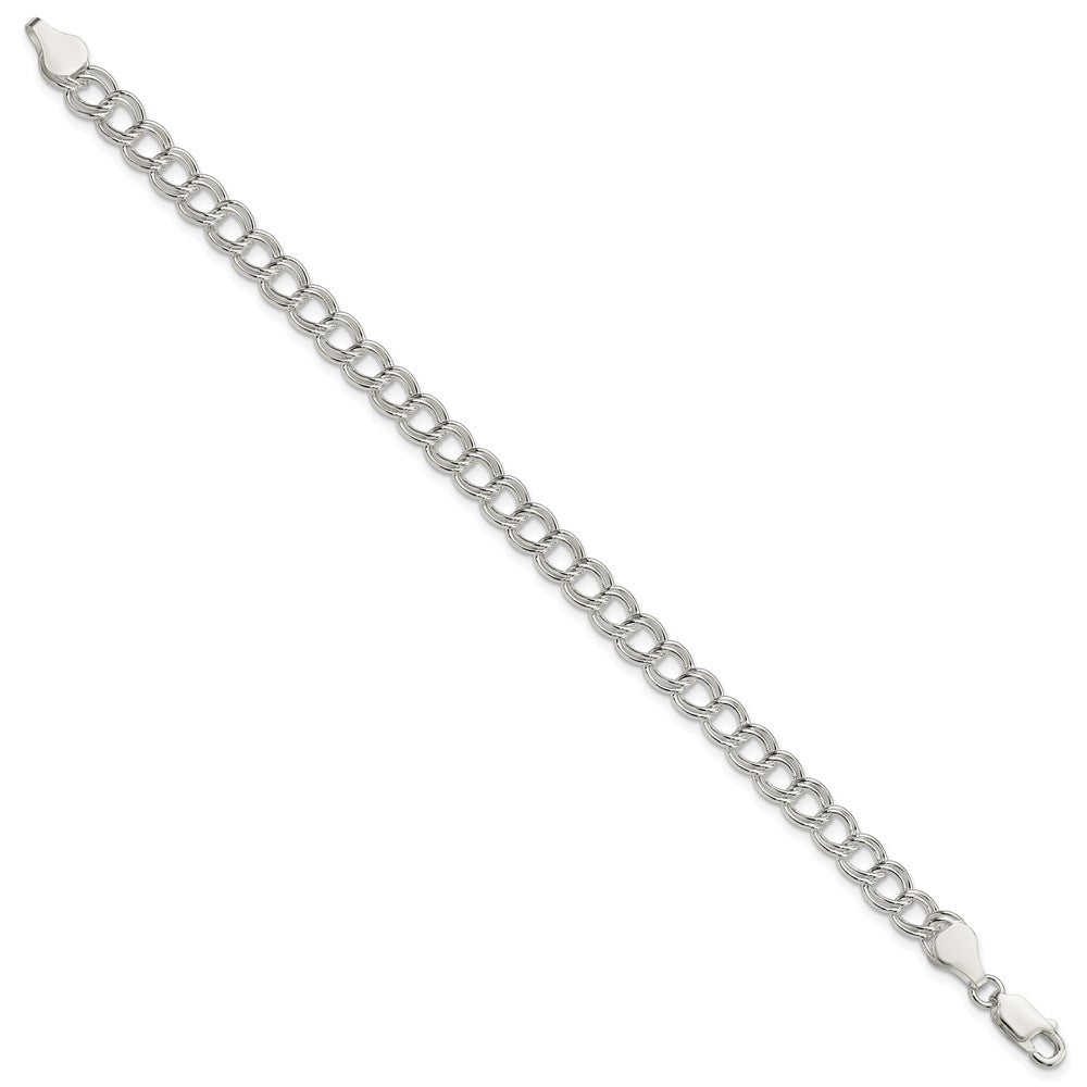 Sterling Silver 6mm Solid Double Link Charm Bracelet - 5