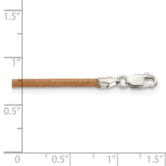 Sterling Silver 18inch 2mm Natural Leather Cord Necklace