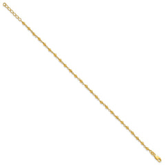Sterling Silver Gold-tone Beaded 9 inch Plus 1 inch Extender - Total 10 inch Anklet