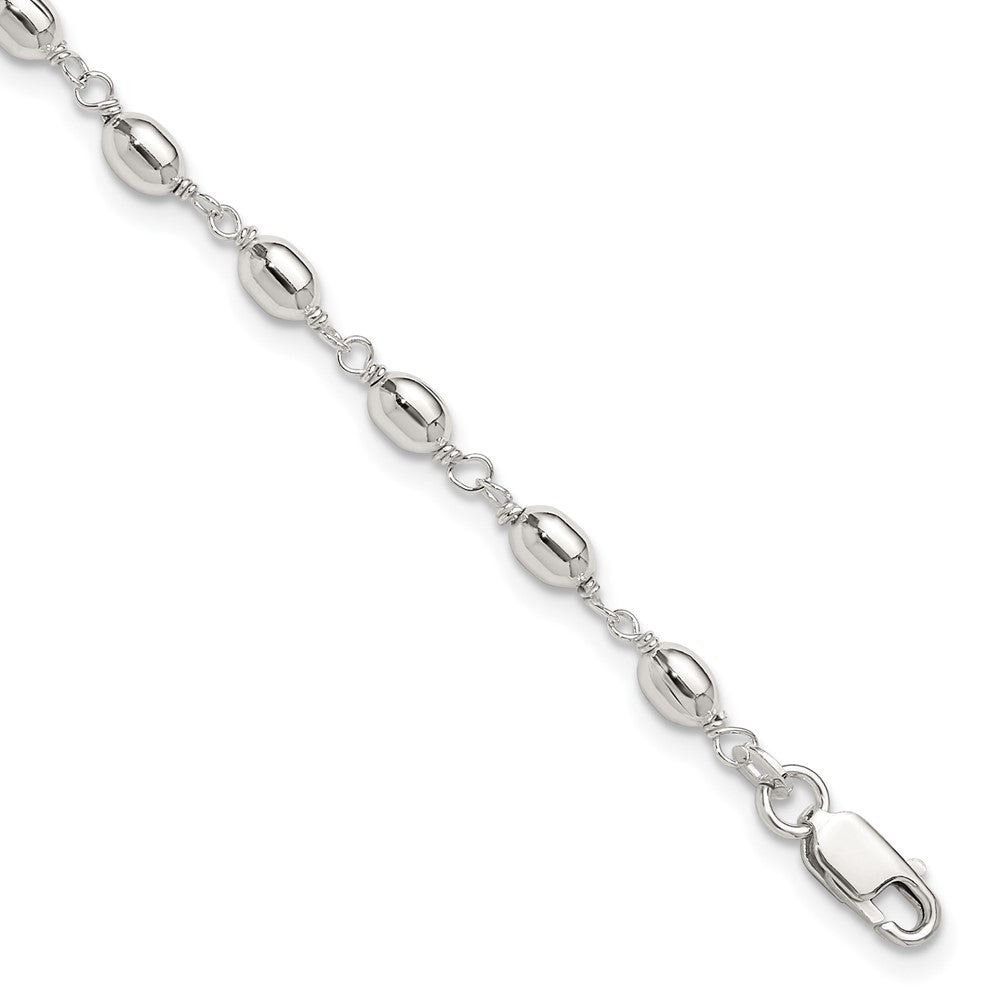 Sterling Silver Fancy Bead Anklet - 2