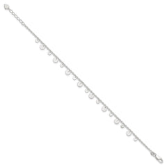 Sterling Silver Circle Disc 9 inch Plus 1 inch Extender - Total 10 inch Anklet