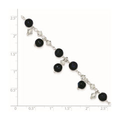Sterling Silver 9 inch Shadow Crystal & Lapis Anklet