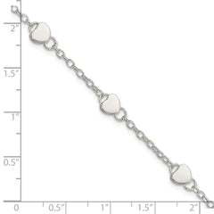 Sterling Silver Heart Childs 6 Inch Plus 1 Inch Ext. Bracelet