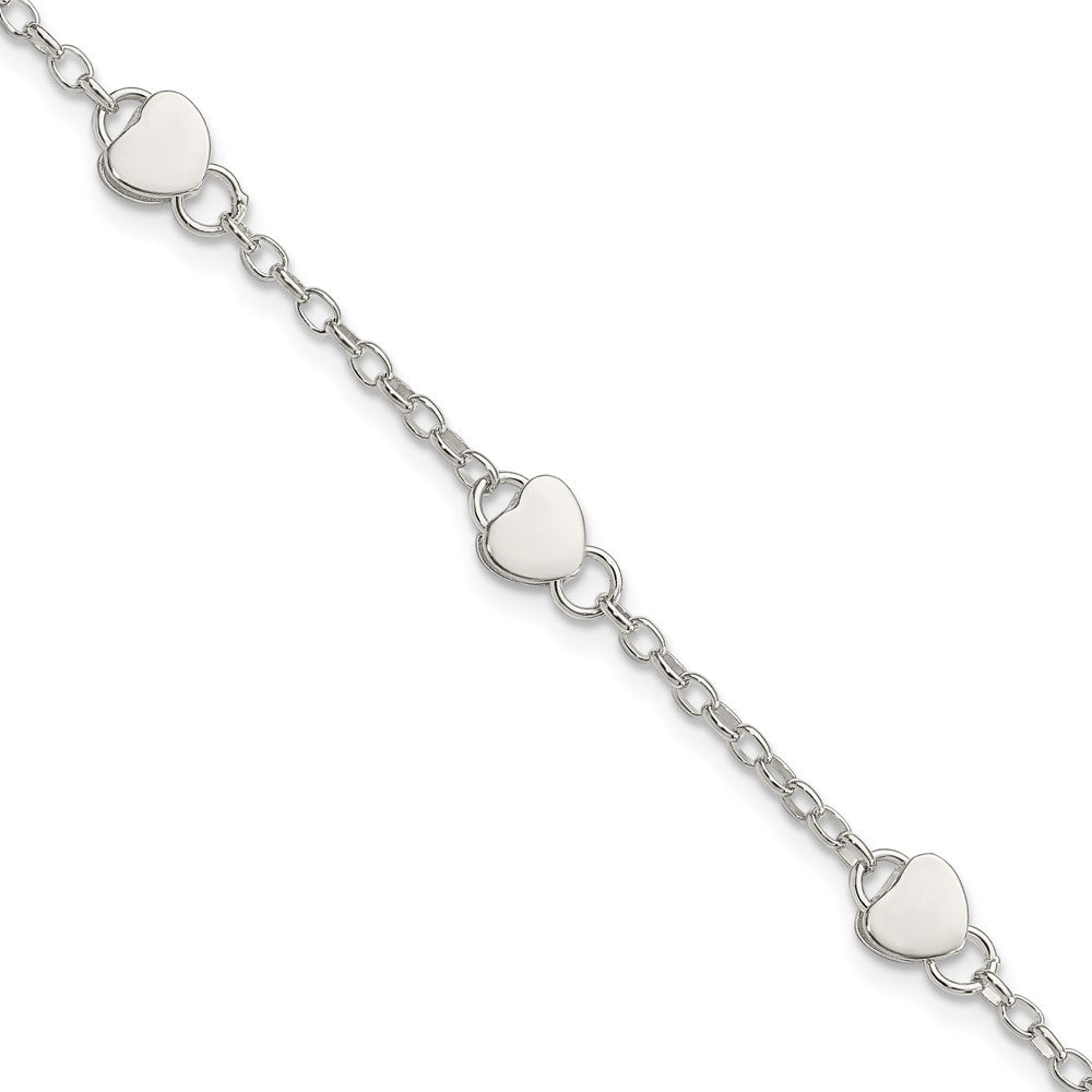Sterling Silver Heart Childs 6 Inch Plus 1 Inch Ext. Bracelet