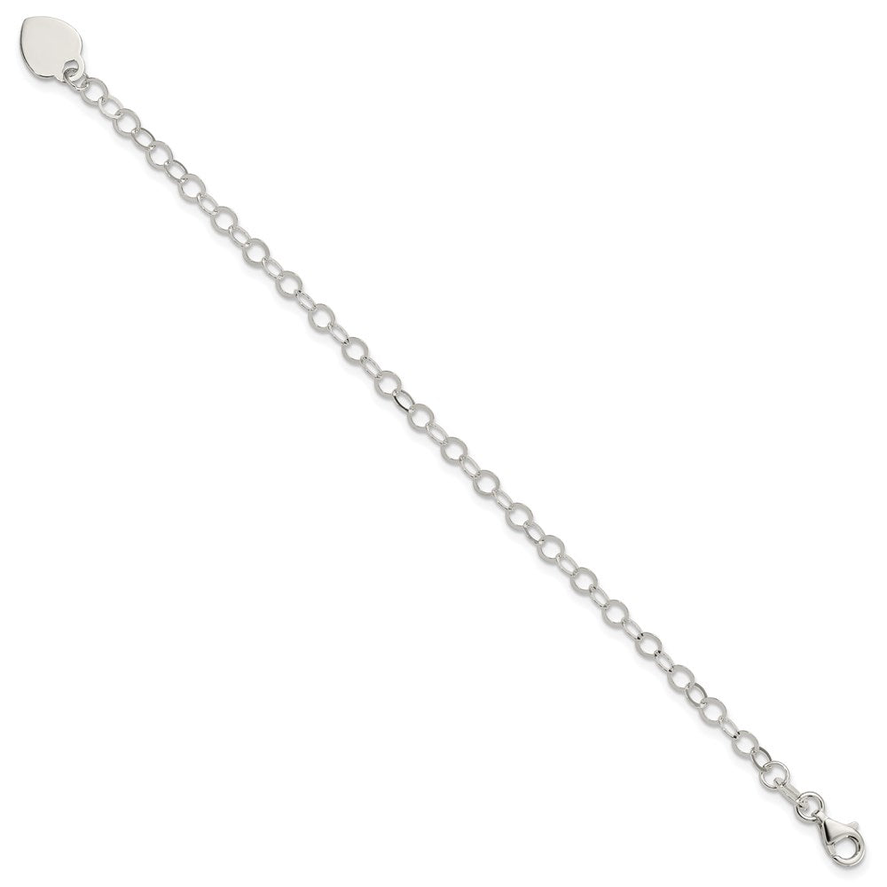 Sterling Silver Engraveable Heart Charm Bracelet - 3