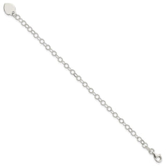 Sterling Silver Engraveable Heart Charm Bracelet - 3