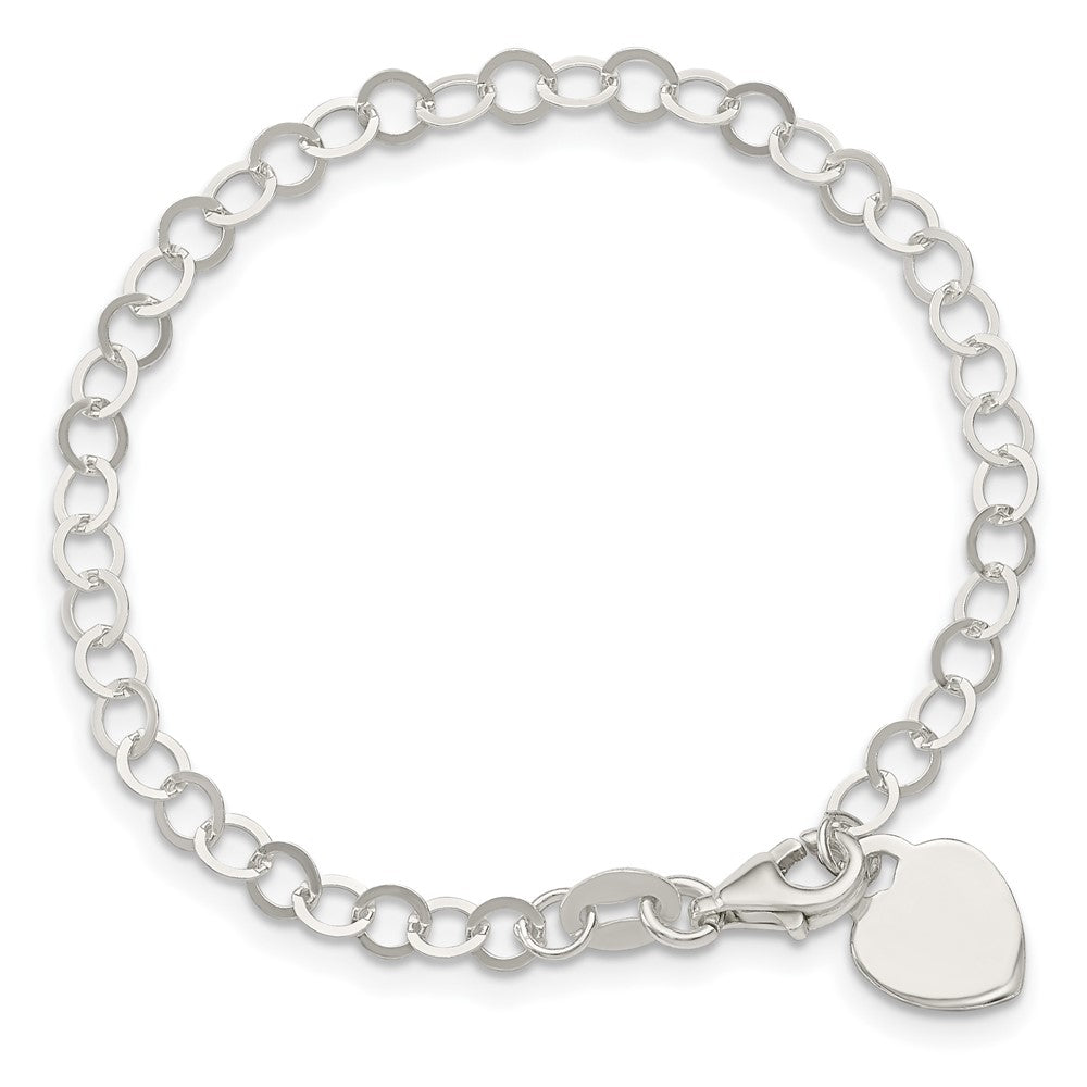 Sterling Silver Engraveable Heart Charm Bracelet - 3