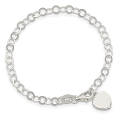 Sterling Silver Engraveable Heart Charm Bracelet - 3