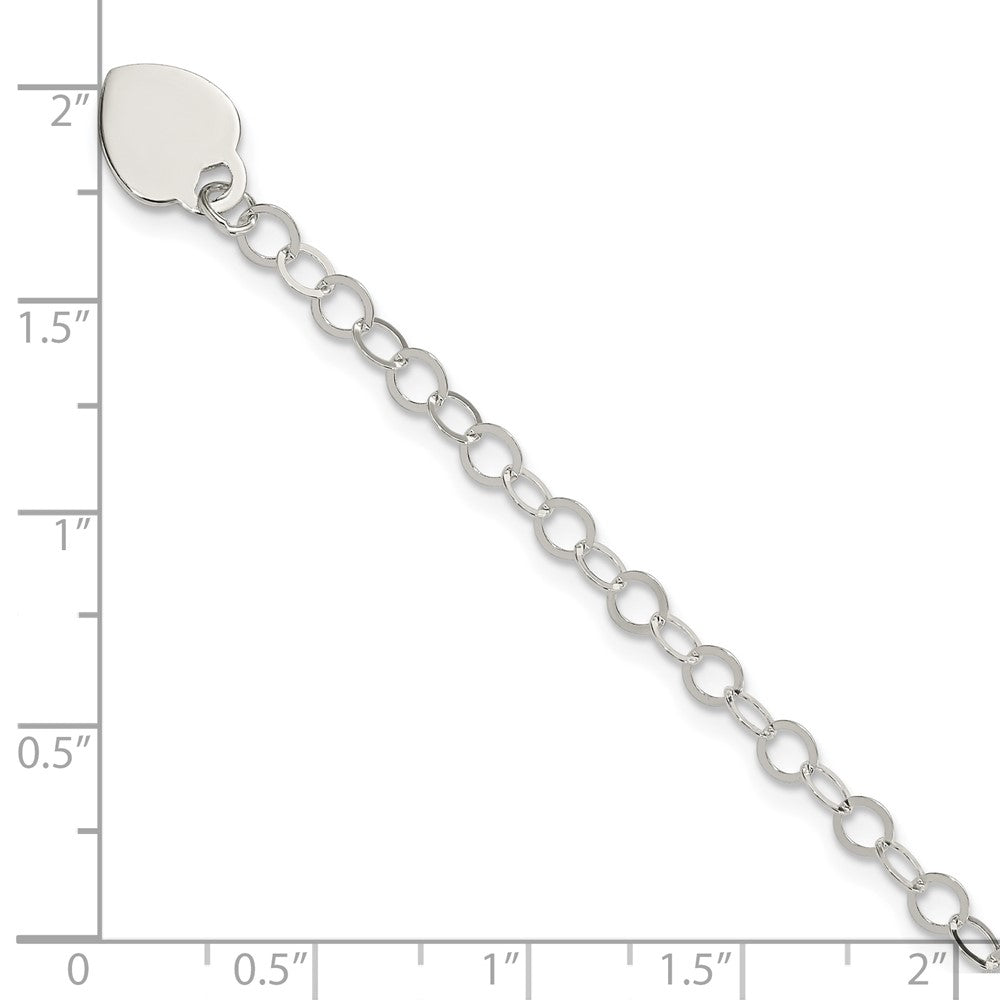 Sterling Silver Engraveable Heart Charm Bracelet - 3