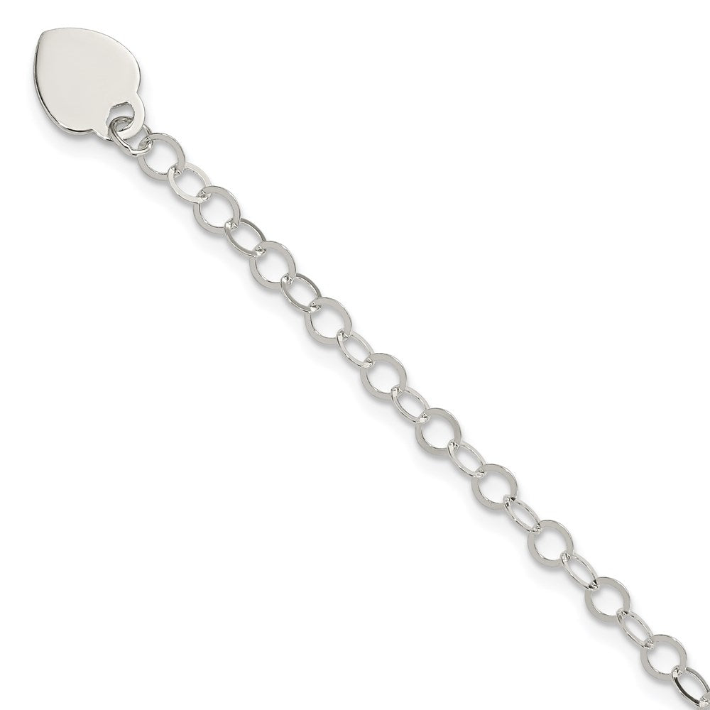 Sterling Silver Engraveable Heart Charm Bracelet - 3