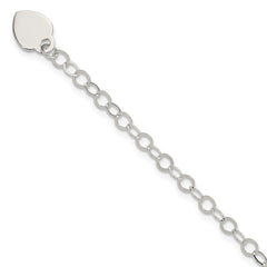 Sterling Silver Engraveable Heart Charm Bracelet - 3